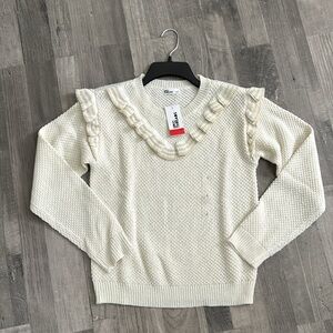 Epic Threads Big Girls Double-Ruffle Pullover Sweater. Large. Angel white